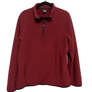 Eddie Bauer Men's‎ Fleece Quarter Zip Pullover Red XL Long Sleeve Side Pockets